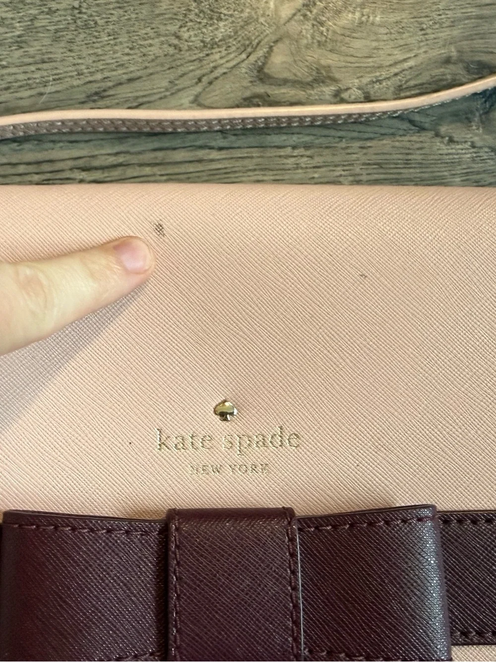 kate spade Blush Pink Crossbody with Plum Bow Accent